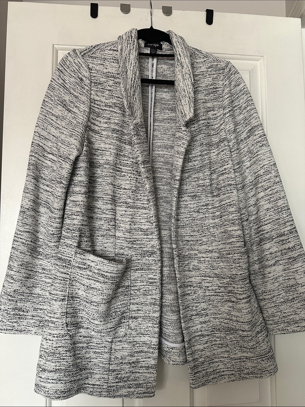 Lord & Taylor Gray Marled Open Front Blazer